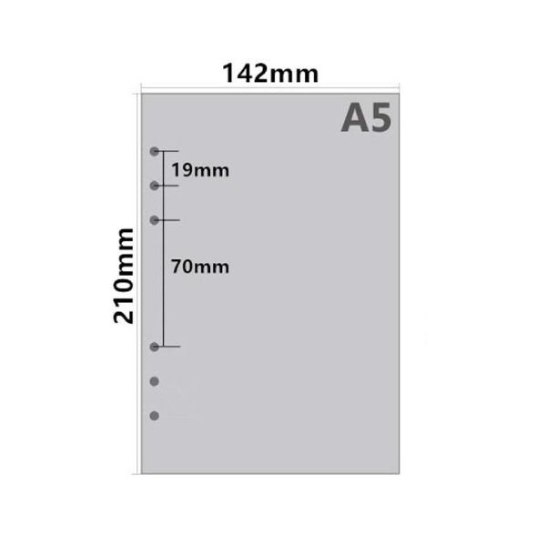 Notebook Refill A5 - Ring Binder Paper 6 Holes - Agenda Refill - Bullet Journal Paper - Refillable Notepad - V1189-WXF-260203-00576