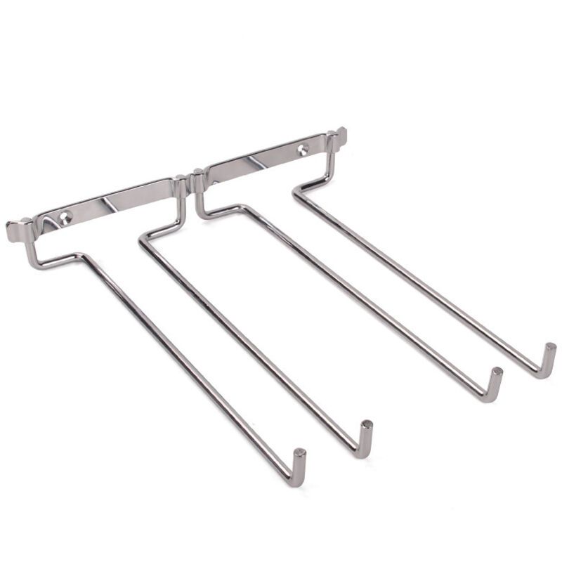 Hanging Glass Holder 2 Row Chrome Stemware Rack Under Shelf V1189-WXF-521-0004