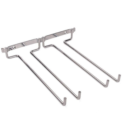 Hanging Glass Holder 2 Row Chrome Stemware Rack Under Shelf V1189-WXF-521-0004