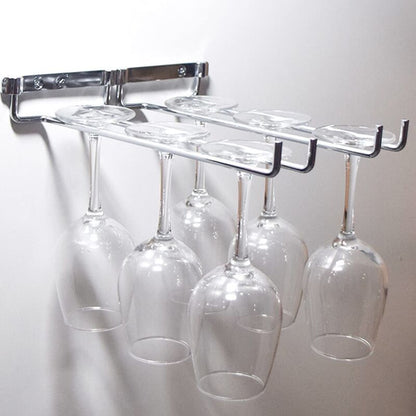 Hanging Glass Holder 2 Row Chrome Stemware Rack Under Shelf V1189-WXF-521-0004