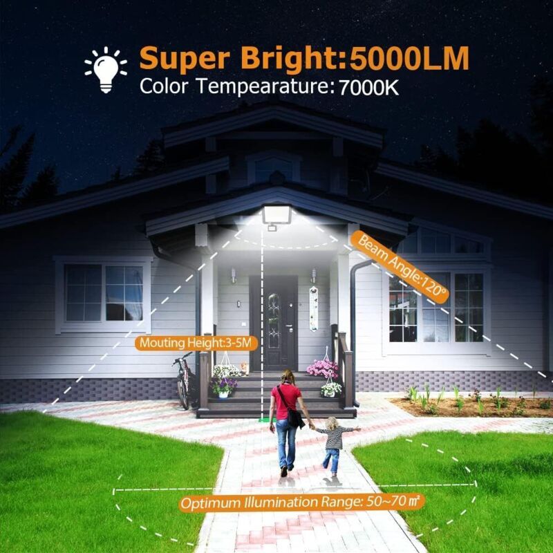 50W LED Floodlight with Motion Sensor IP67 Waterproof 5000LM 7000K Cool White V1189-WXF-521-0010