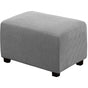 Square Ottoman Cover Soft Jacquard Stretch Footstool Cover Light Gray, Size S V1189-WXF-521-0015