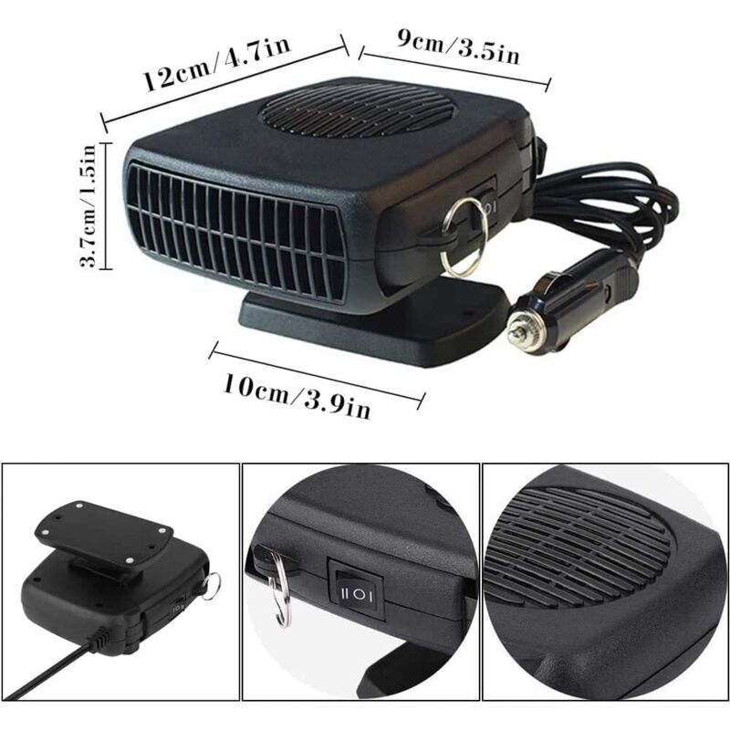 2-in-1 Car Heater 200W 12V Cigarette Lighter Defogger and Cooling Fan V1189-WXF-521-0018