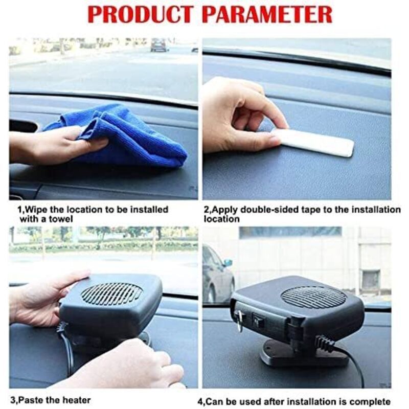 2-in-1 Car Heater 200W 12V Cigarette Lighter Defogger and Cooling Fan V1189-WXF-521-0018