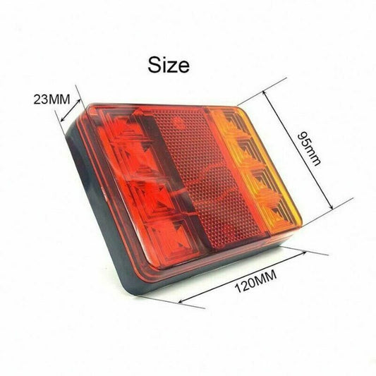2 Pcs 8 LED Trailer Tail Lights E8 Approved IP65 Waterproof, 120 x 95 x 2 V1189-WXF-521-0019