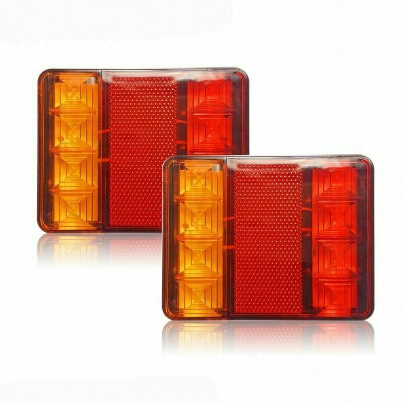 2 Pcs 8 LED Trailer Tail Lights E8 Approved IP65 Waterproof, 120 x 95 x 2 V1189-WXF-521-0019