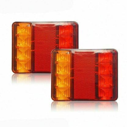 2 Pcs 8 LED Trailer Tail Lights E8 Approved IP65 Waterproof, 120 x 95 x 2 V1189-WXF-521-0019