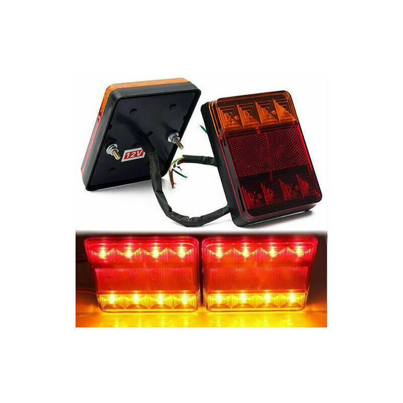 2 Pcs 8 LED Trailer Tail Lights E8 Approved IP65 Waterproof, 120 x 95 x 2 V1189-WXF-521-0019