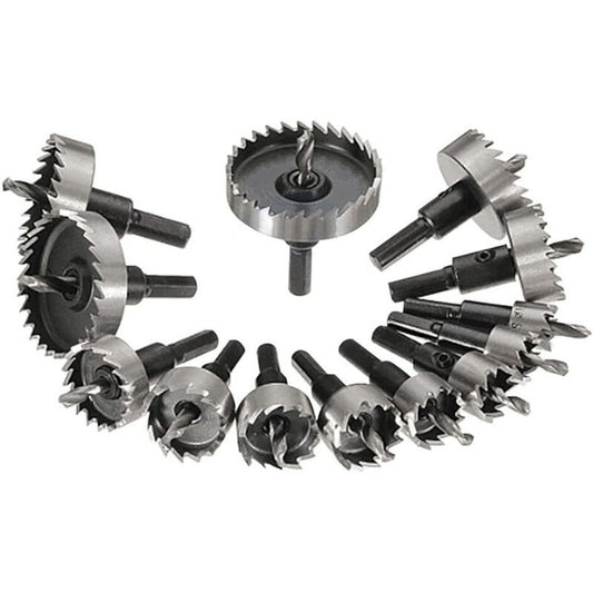 13 Pcs Metal Hole Saw Set Tungsten Steel Cutting Tool Kit, 16-53 mm V1189-WXF-521-0020