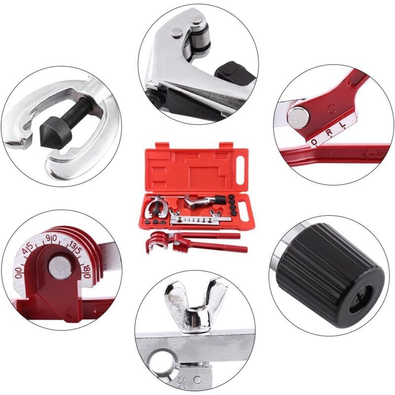 11 Pcs Pipe Flaring Tool Kit with Pipe Cutter and Tube Bender V1189-WXF-521-0030
