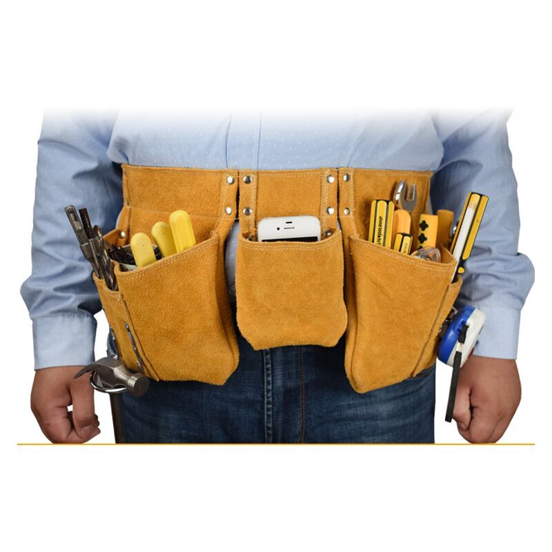 Leather Tool Belt with Pockets Adjustable Nylon Belt, 52 x 22 cm V1189-WXF-521-0031