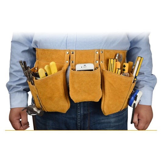 Leather Tool Belt with Pockets Adjustable Nylon Belt, 52 x 22 cm V1189-WXF-521-0031