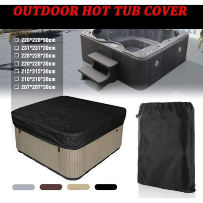Spa Cover Square Hot Tub Cover Waterproof 190T Polyester Black, 207 x 207 x 30 cm V1189-WXF-521-0037