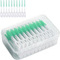 200 Pcs Interdental Floss Sticks Soft Silicone Toothbrush Green V1189-WXF-521-0038