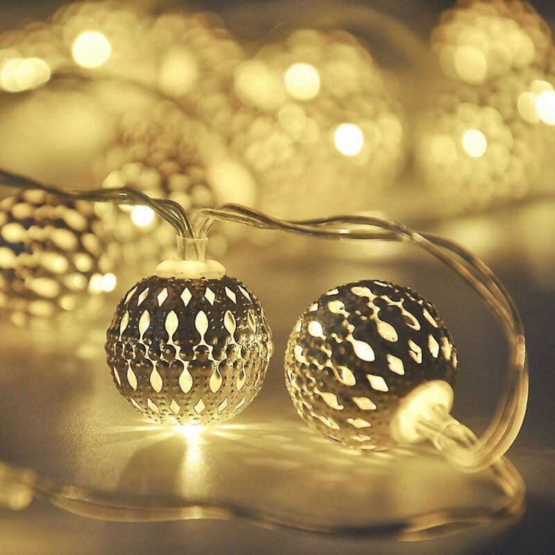 20 LED Solar String Lights Moroccan Ball Warm White Waterproof, 5 m V1189-WXF-521-0049