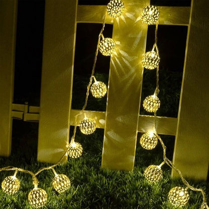 20 LED Solar String Lights Moroccan Ball Warm White Waterproof, 5 m V1189-WXF-521-0049
