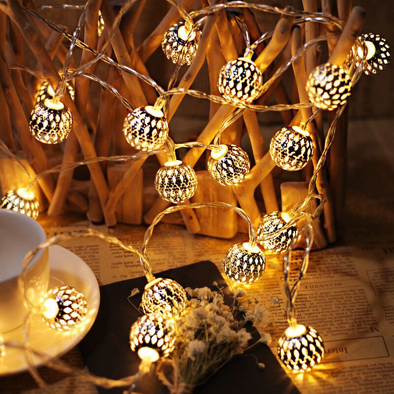 20 LED Solar String Lights Moroccan Ball Warm White Waterproof, 5 m V1189-WXF-521-0049