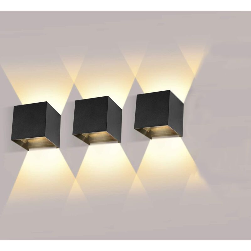 3 Pack 12W LED Wall Lights Adjustable Beam Angle IP65 Waterproof 2700-3000K Warm White V1189-WXF-521-0052