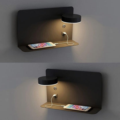 1 Pack Left Side 12W LED Reading Wall Lamp USB Charging 3 CCT Black V1189-WXF-521-0058
