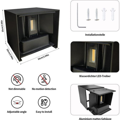 12W LED Wall Light 3000K Adjustable Beam Angle IP65 Waterproof Warm White V1189-WXF-521-0060