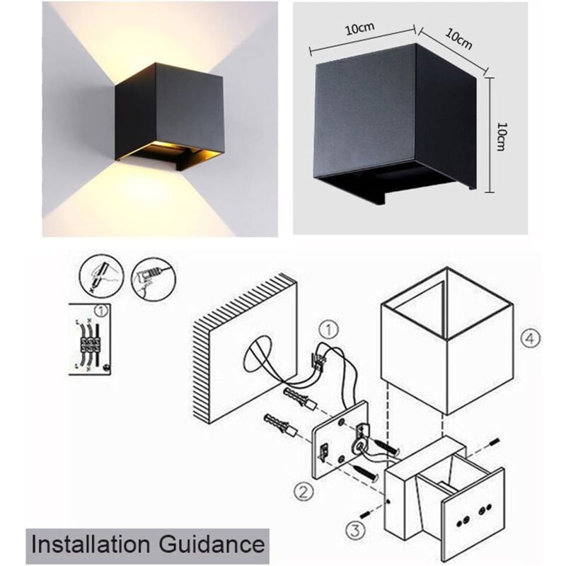 12W LED Wall Light 3000K Adjustable Beam Angle IP65 Waterproof Warm White V1189-WXF-521-0060