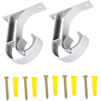 2 Pcs Curtain Rod Brackets Zinc Alloy Wall Ceiling Mount White V1189-WXF-521-0067
