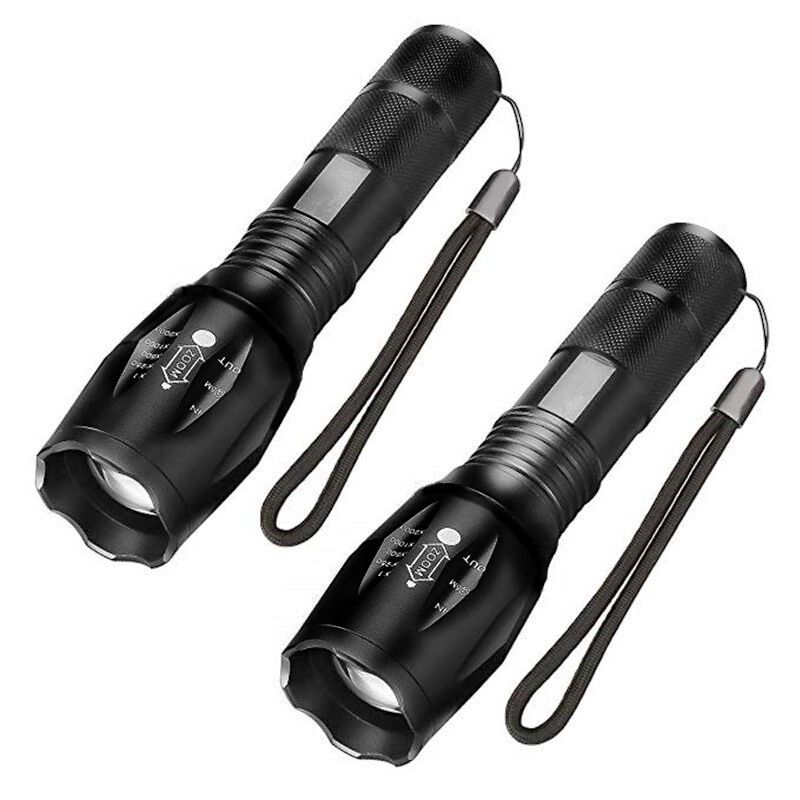 2 Pack LED Torch 1000 Lumens Zoomable Flashlight 5 Modes V1189-WXF-521-0074