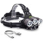 Rechargeable Headlamp 5 LED USB Head Torch 6 Modes Black V1189-WXF-521-0077