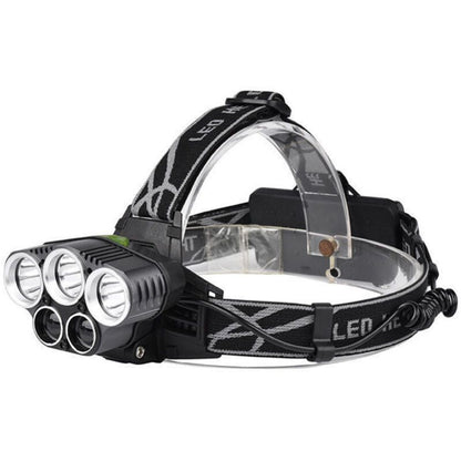 Rechargeable Headlamp 5 LED USB Head Torch 6 Modes Black V1189-WXF-521-0077