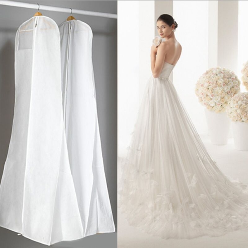1 Pc Wedding Dress Dust Cover Breathable Non Woven Fabric White, 180 cm V1189-WXF-521-0081
