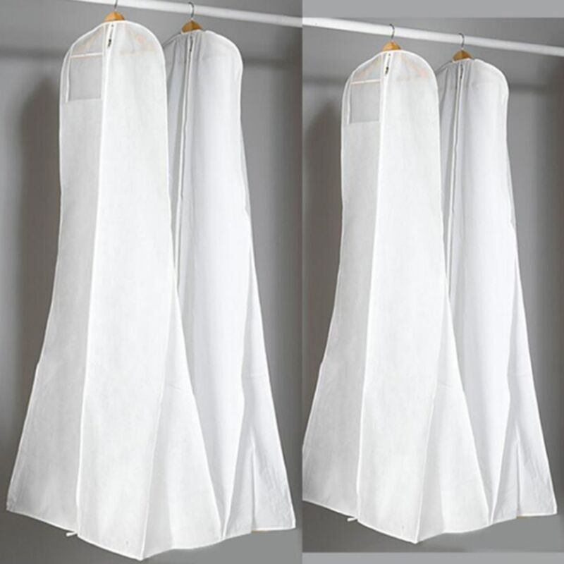 1 Pc Wedding Dress Dust Cover Breathable Non Woven Fabric White, 180 cm V1189-WXF-521-0081