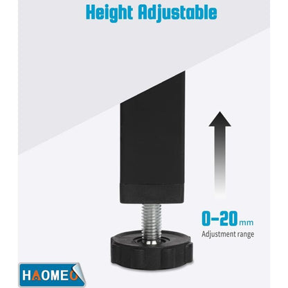 4 Pcs Screw In Metal Bed Legs Adjustable Black, 20 cm V1189-WXF-521-0084