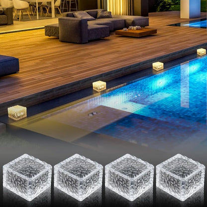 4 Pcs Solar Ground Lights Waterproof Warm White for Patio Lawn Deck Stairs V1189-WXF-521-0087