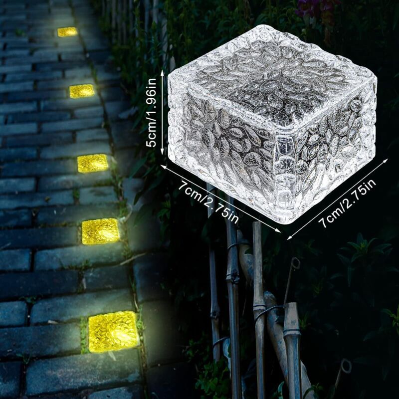 4 Pcs Solar Ground Lights Waterproof Warm White for Patio Lawn Deck Stairs V1189-WXF-521-0087