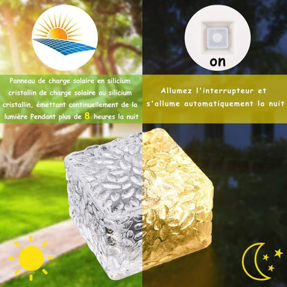 4 Pcs Solar Ground Lights Waterproof Warm White for Patio Lawn Deck Stairs V1189-WXF-521-0087