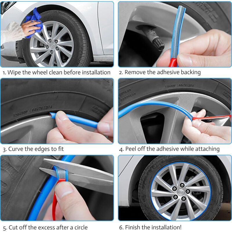Car Rim Protection Strip Adhesive Wheel Protector, 8 m V1189-WXF-521-0092
