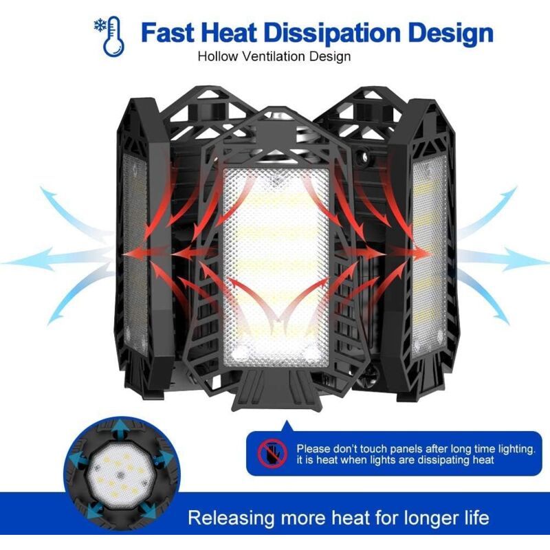 LED Garage Light 120W 12000 lm Deformable Ceiling Lamp E26 E27 V1189-WXF-521-0093