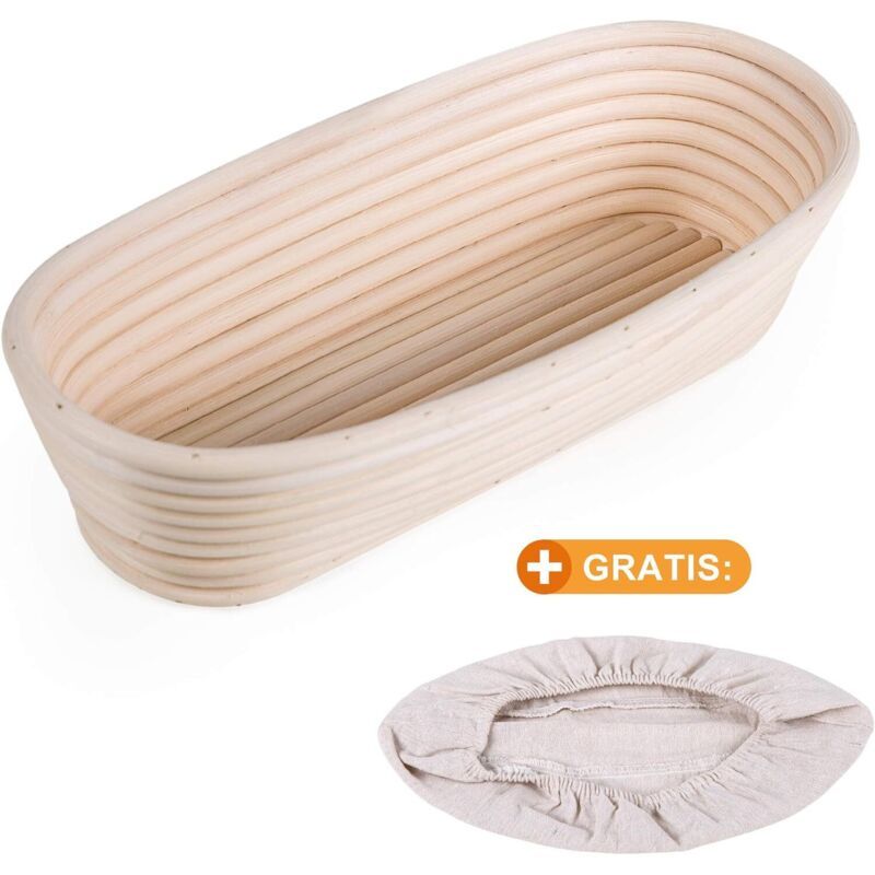Oval Banneton Bread Proofing Basket with Wool Lining, 30 x 14 x 7 cm V1189-WXF-521-0100