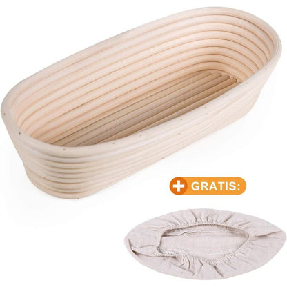 Oval Banneton Bread Proofing Basket with Wool Lining, 30 x 14 x 7 cm V1189-WXF-521-0100