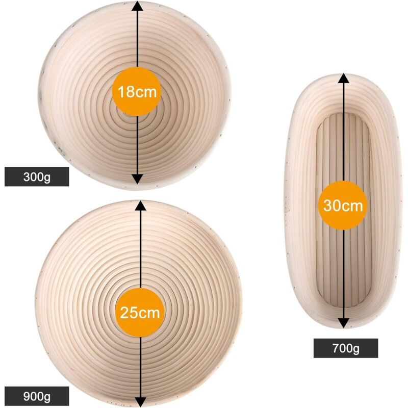 Oval Banneton Bread Proofing Basket with Wool Lining, 30 x 14 x 7 cm V1189-WXF-521-0100