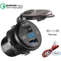 QC 3.0 Car USB Socket 12V 24V Waterproof Charger with Switch and LED Voltmeter V1189-WXF-521-0101