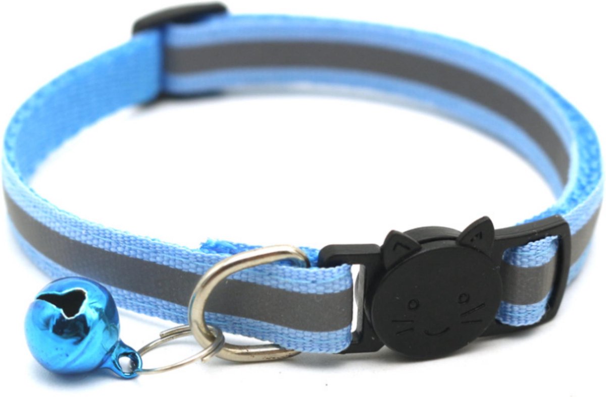 Cat Collar | Reflective With Safety Clasp And Bell | Adjustable 19-32 CM | BLUE V1189-WXFBOL-1-1