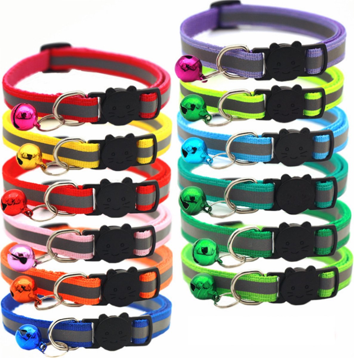 Cat Collar | Reflective With Safety Clasp And Bell | Adjustable 19-32 CM | BLUE V1189-WXFBOL-1-1