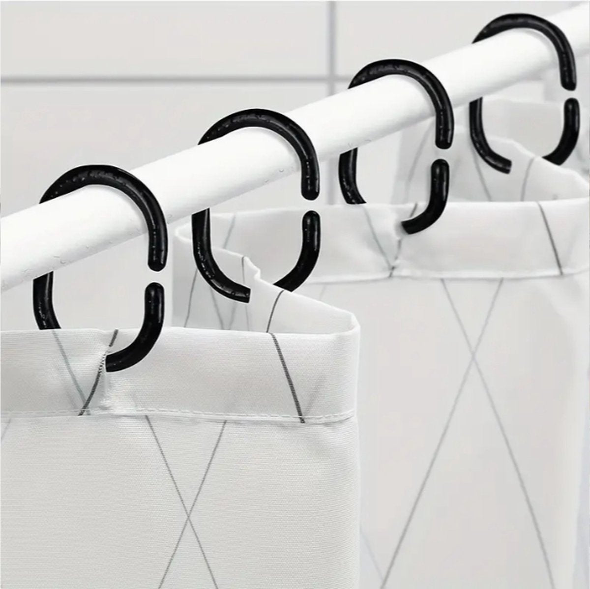 Shower Curtain Rings | Set of 12 | Shower Curtain Rings | Black V1189-WXFBOL-103-1