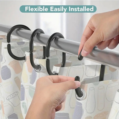 Shower Curtain Rings | Set of 12 | Shower Curtain Rings | Black V1189-WXFBOL-103-1