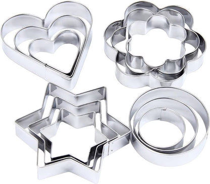 12x Cookie Cutter Set - Cookie Shapes - Flower, Heart, Round, Star V1189-WXFBOL-104-1