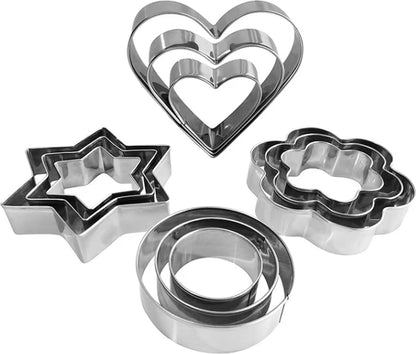 12x Cookie Cutter Set - Cookie Shapes - Flower, Heart, Round, Star V1189-WXFBOL-104-1