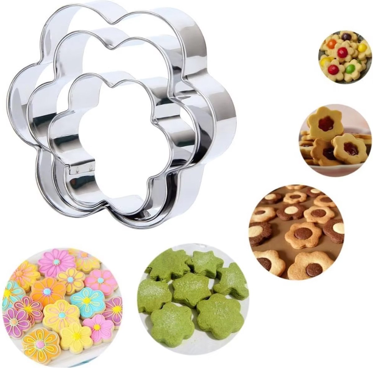 12x Cookie Cutter Set - Cookie Shapes - Flower, Heart, Round, Star V1189-WXFBOL-104-1