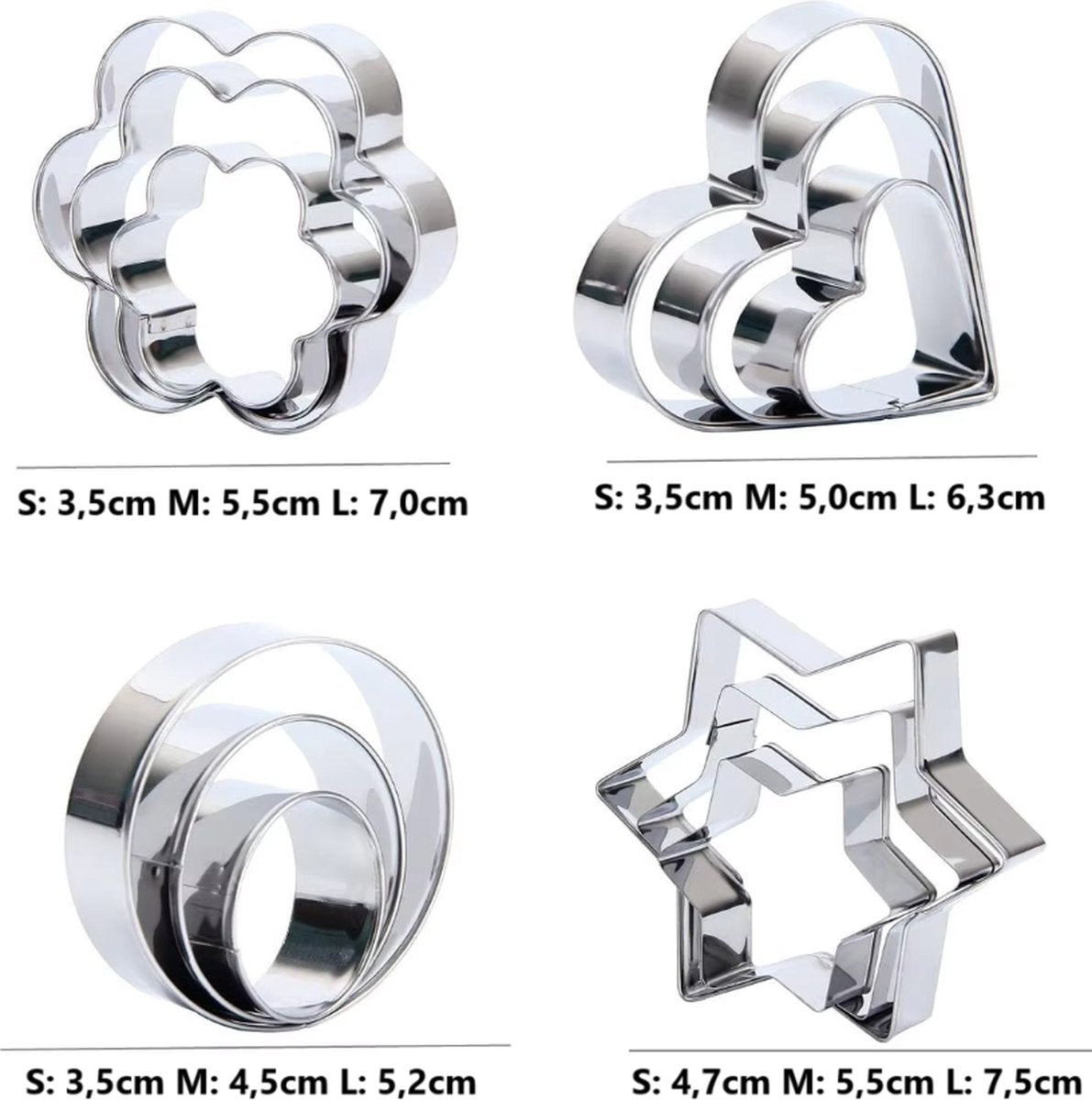 12x Cookie Cutter Set - Cookie Shapes - Flower, Heart, Round, Star V1189-WXFBOL-104-1