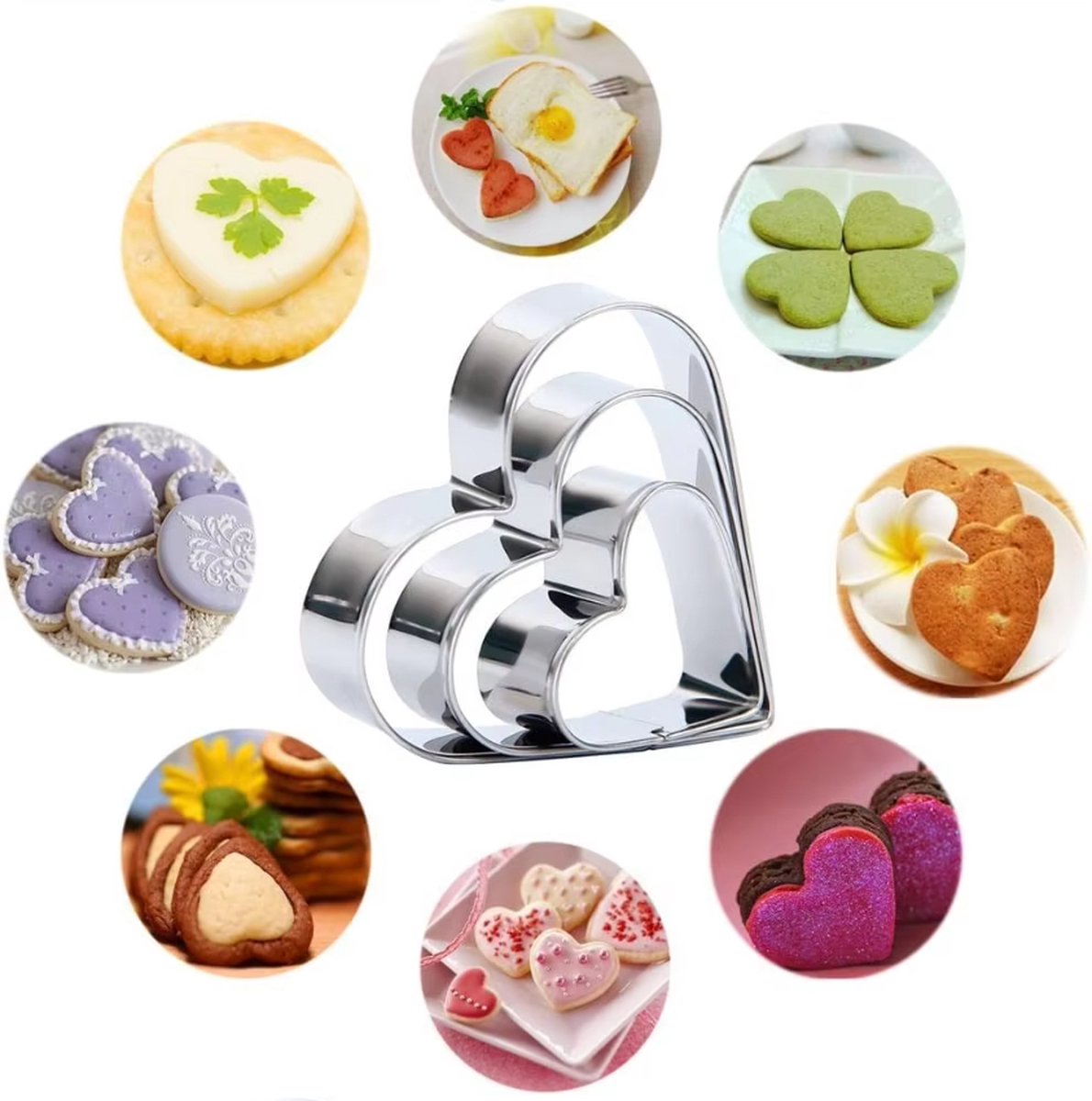 12x Cookie Cutter Set - Cookie Shapes - Flower, Heart, Round, Star V1189-WXFBOL-104-1